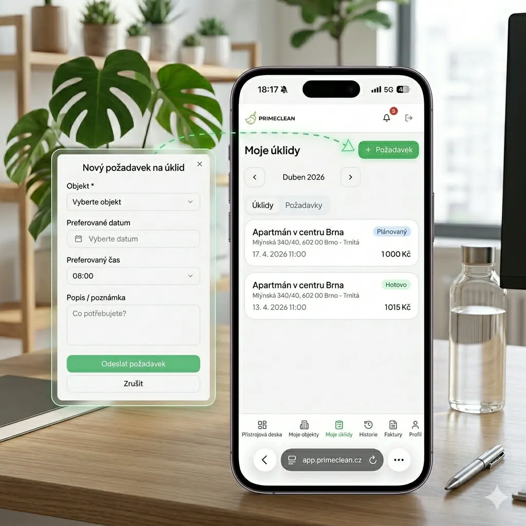 Správa objednávek úklidu v aplikaci PrimeClean